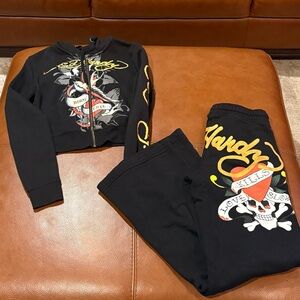Black Ed Hardy 2 Piece Sweatset